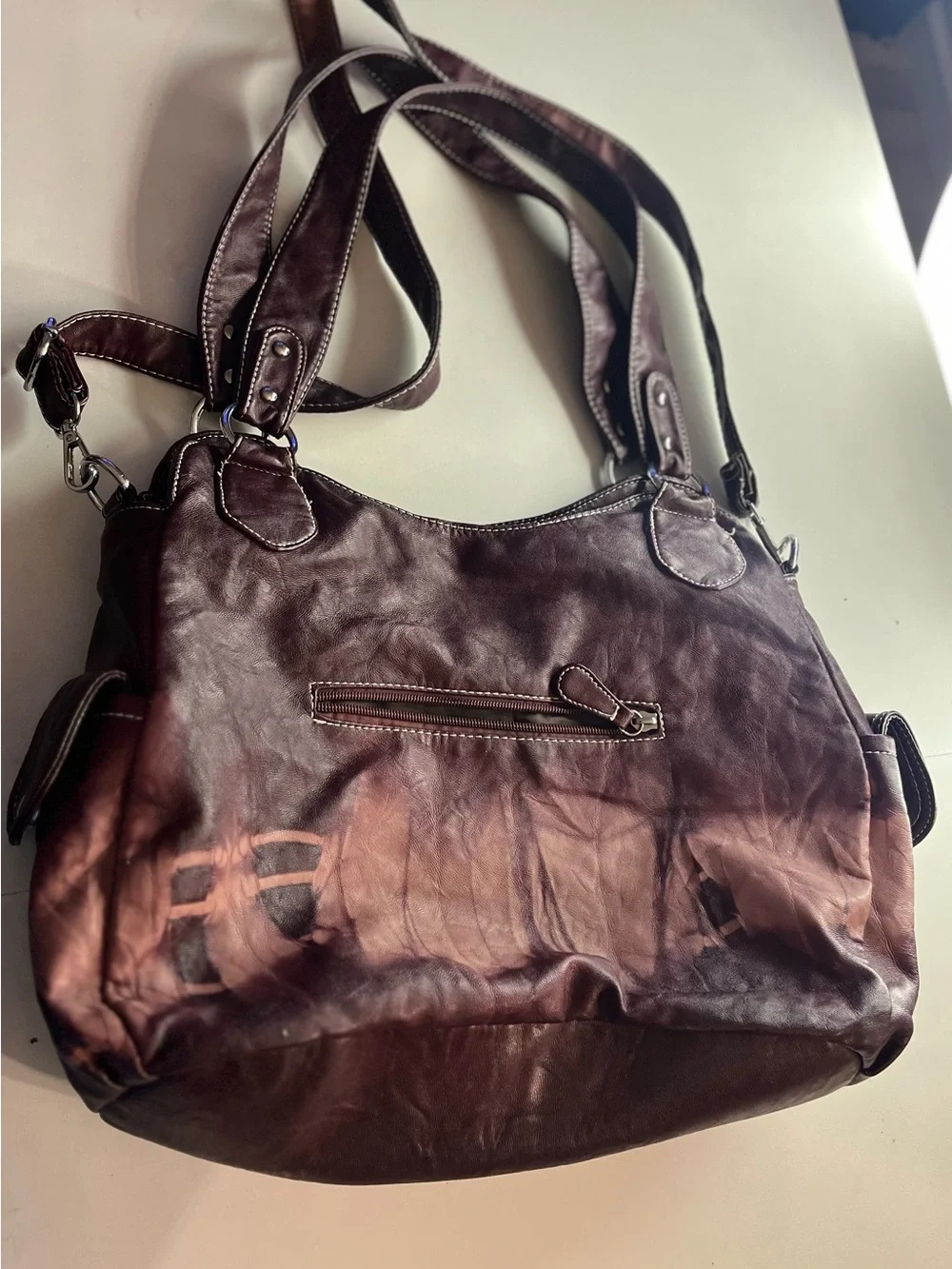 Angel Barceló Brown Faux  Tote Bag